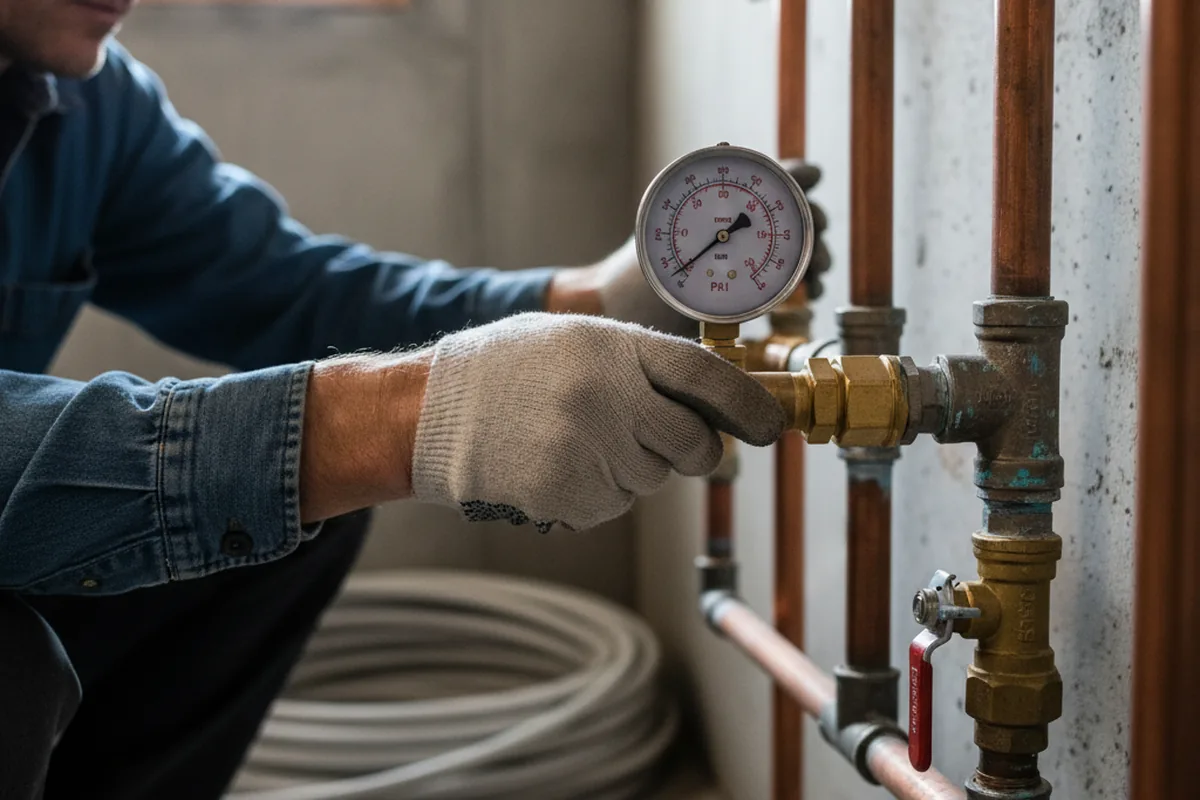 Pressure testing a repaired line during Water Line Repair in South Bound Brook